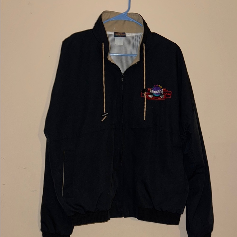 Hilton Black Zip-Up Jacket Harrahs Poker Room Vintage XL